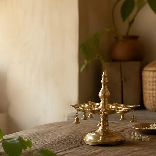 Brass & Metalwork — Sand-cast oil lamps and temple bells